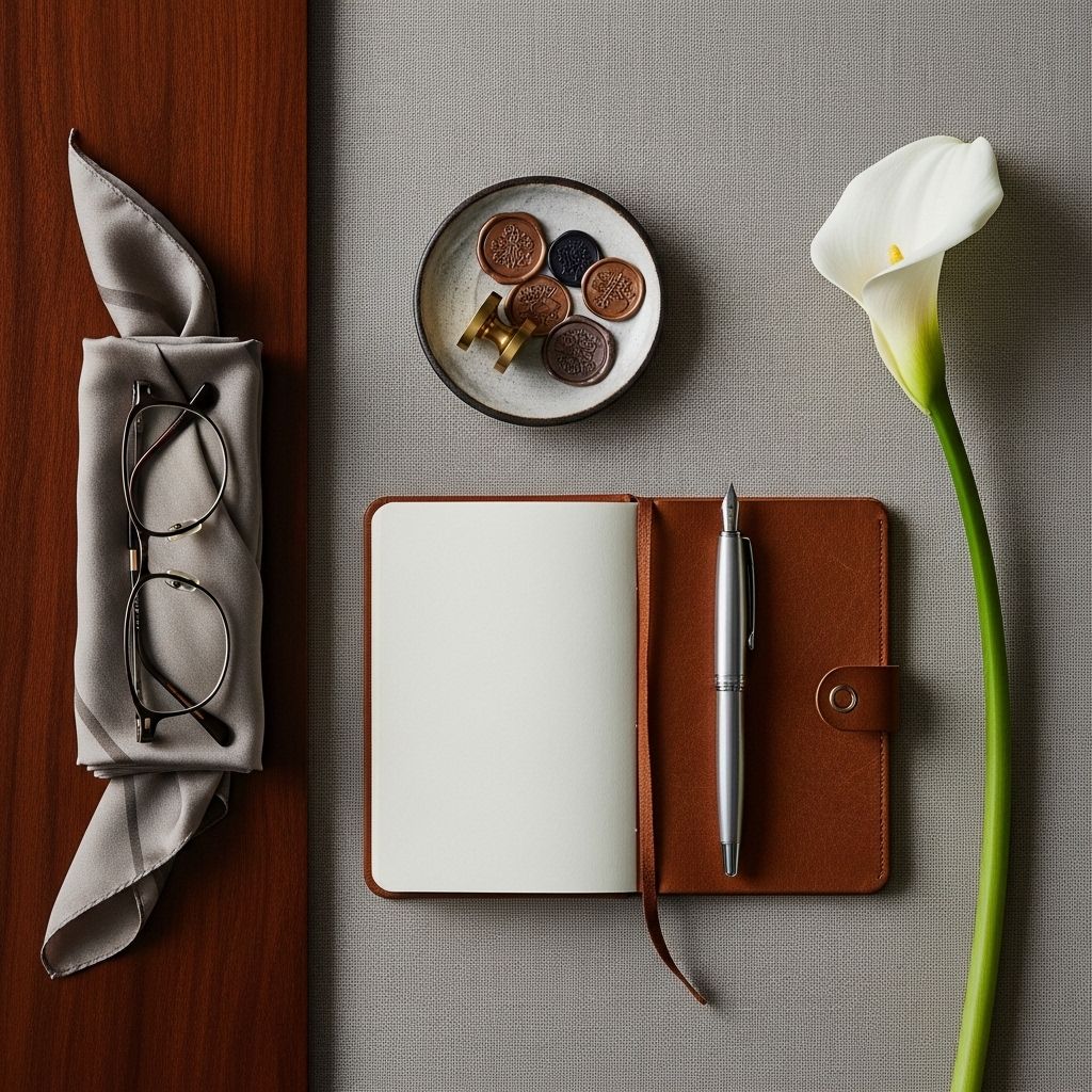 Composition éditoriale élégante d'un espace de lecture studieux avec un livre ouvert, une tasse de thé fumante, des plantes vertes et un cahier de notes sur une table en bois naturel dans une lumière matinale